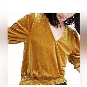 Madewell Mustard Yellow V-Neck Top
